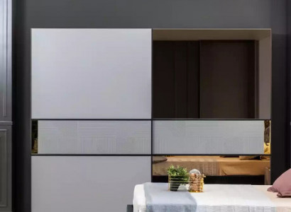 Wardrobe Closet Bedroom Gray Wood Modern Design Wardrobe